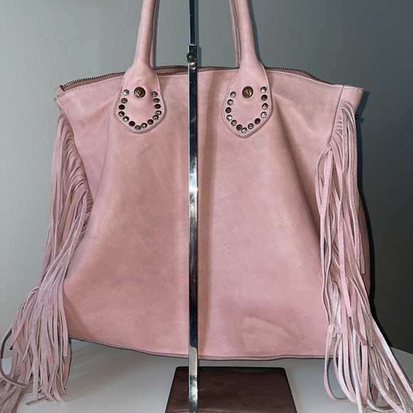 Viola Castellani Pink Fringe Italian Leather Shoulder Bag - Picture 3 of 12